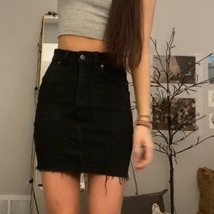 Pull and Bear black denim mini skirt